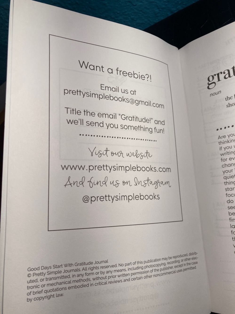 Good Days Start With Gratitude Journal by prettysimplebooks Navy Floral - Picture 4 of 6